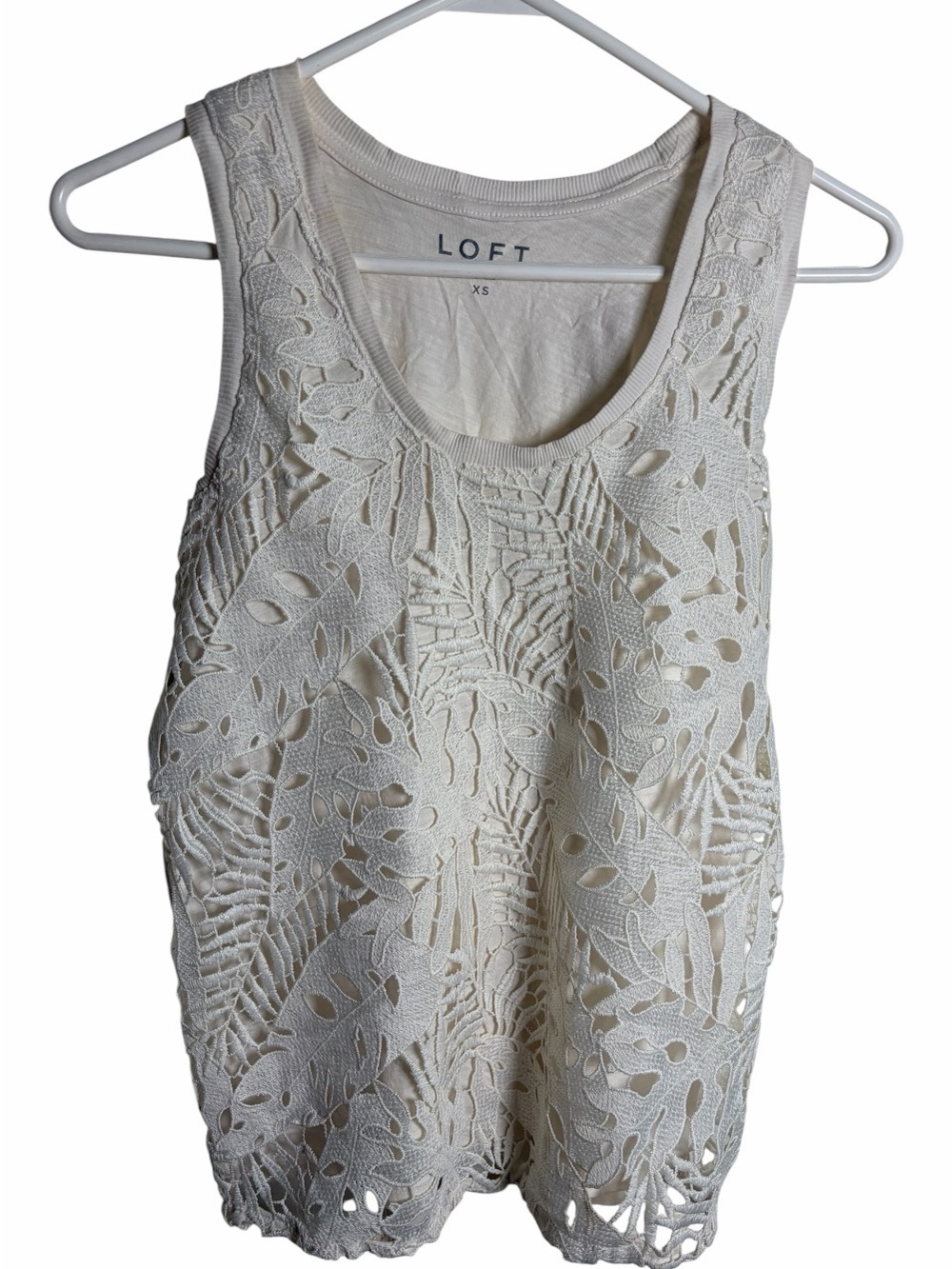 LOFT Cream Lace Cutout Tank Top